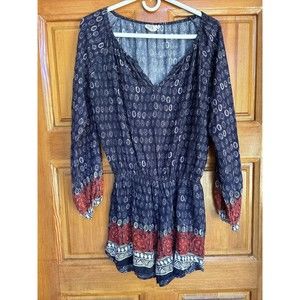 Anthropologie Lilka Nandini Apolima Printed Romper Women Sz M Boho Shorts Jumper
